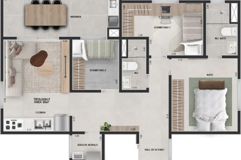 Edifício Residencial Joy - TIPO F - 3 DORM